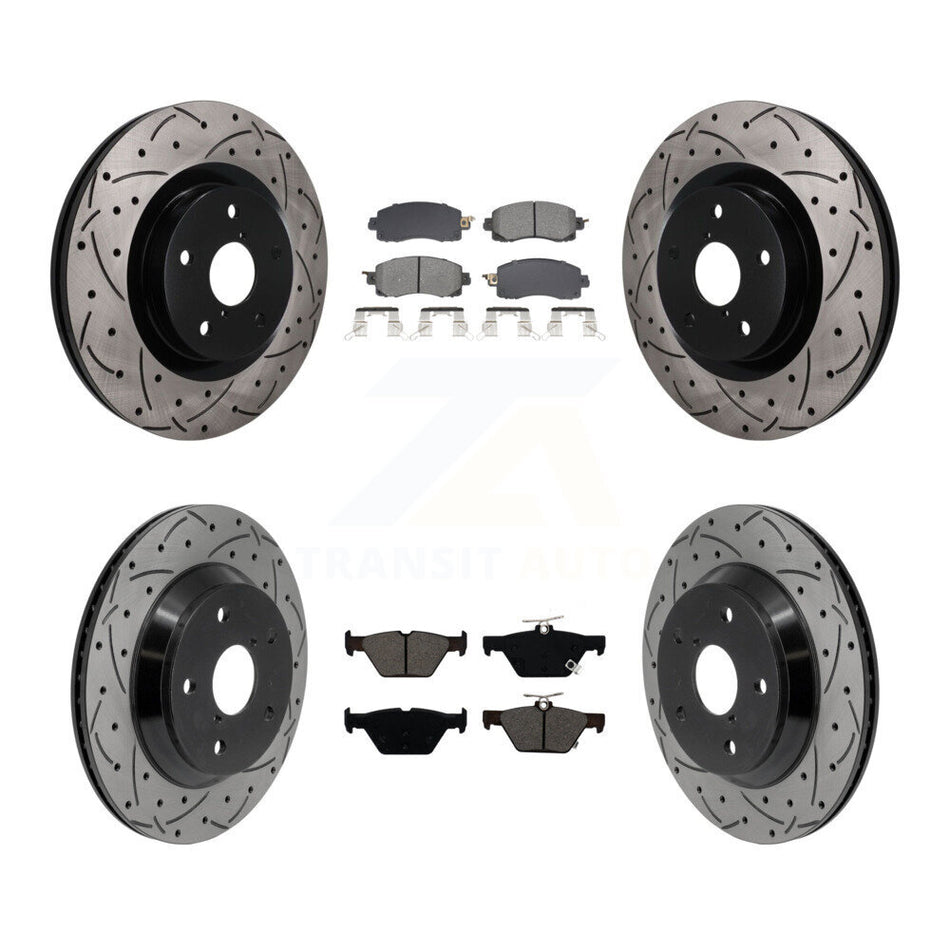 Front Rear Drilled Slot Brake Rotor & Semi-Metallic Pad Kit For Subaru Forester Crosstrek KDS-101589