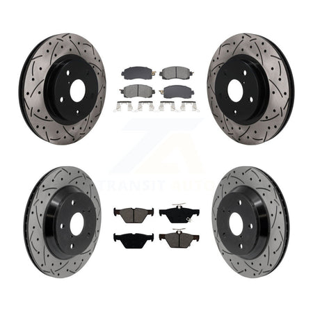 Front Rear Coated Drilled Slot Disc Brake Rotor Semi-Metallic Pad Kit For Subaru Forester KDS-101590
