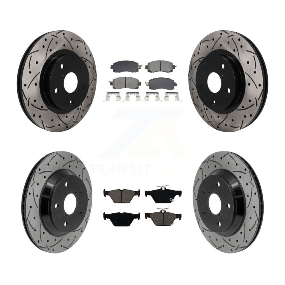 Front Rear Coated Drilled Slot Disc Brake Rotor Semi-Metallic Pad Kit For Subaru Forester KDS-101590