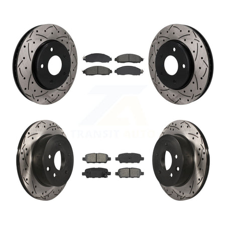 Front Rear Coated Drilled Slotted Disc Brake Rotors Semi-Metallic Pad Kit For Nissan LEAF KDS-101594
