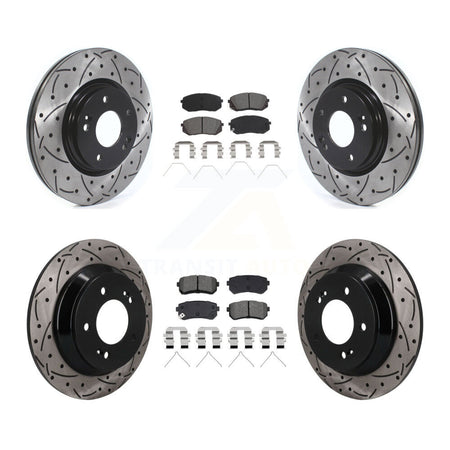 Front Rear Coated Drilled Slotted Disc Brake Rotor Semi-Metallic Pad Kit For Hyundai Kona KDS-101598