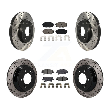Front Rear Drill Slot Brake Rotor Semi-Metallic Pad Kit For 22 Hyundai Kona FWD with 1.6L KDS-101602