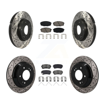 Front Rear Drill Slot Brake Rotor Semi-Metallic Pad Kit For 22 Hyundai Kona FWD with 1.6L KDS-101603