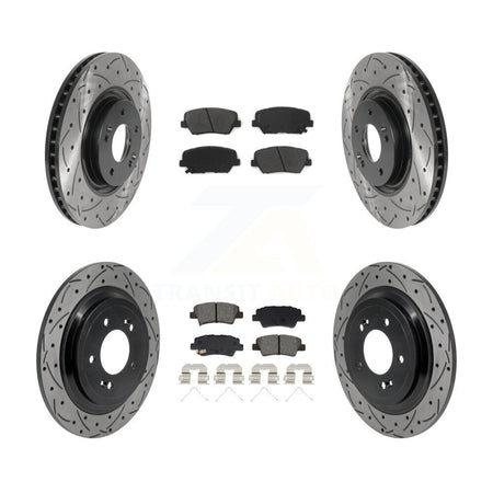 Front Rear Drilled Slot Disc Brake Rotor Semi-Metallic Pad Kit For 2019-2020 Hyundai Nexo KDS-101604