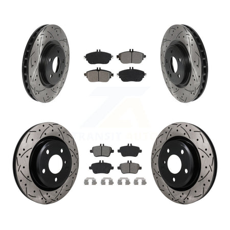 Front Rear Drilled Slot Brake Rotor Semi-Metallic Pad Kit For Mercedes-Benz GLA250 CLA250 KDS-101605
