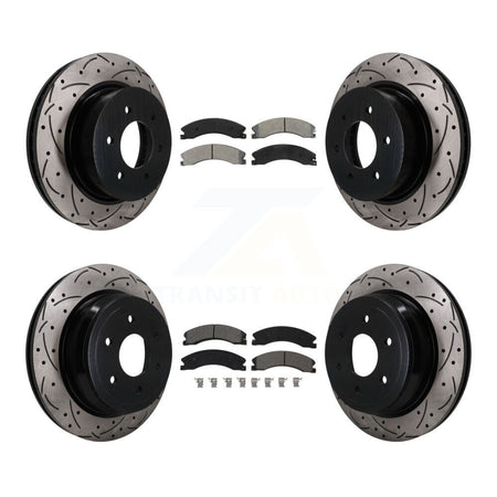 Front Rear Drilled Slot Brake Rotor & Semi-Metallic Pad Kit For 2016-2024 Nissan TITAN XD KDS-101608