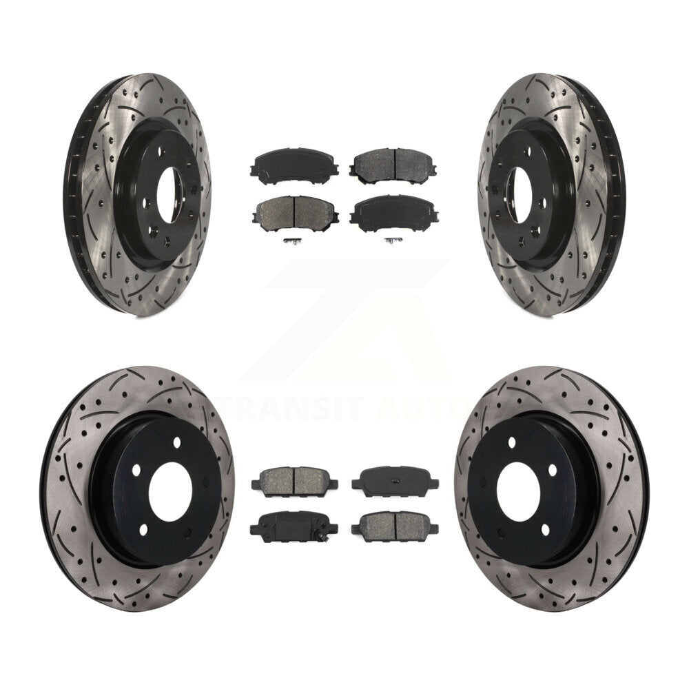 Front Rear Drilled Slot Brake Rotors Semi-Metallic Pad Kit For Nissan Qashqai Rogue Sport KDS-101609