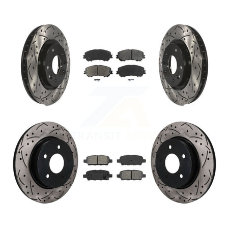 Front Rear Drilled Slot Brake Rotors Semi-Metallic Pad Kit For Nissan Qashqai Rogue Sport KDS-101609