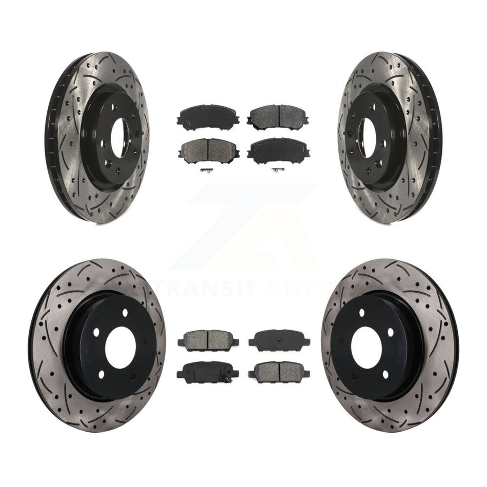 Front Rear Drilled Slot Brake Rotors Semi-Metallic Pad Kit For Nissan Qashqai Rogue Sport KDS-101609