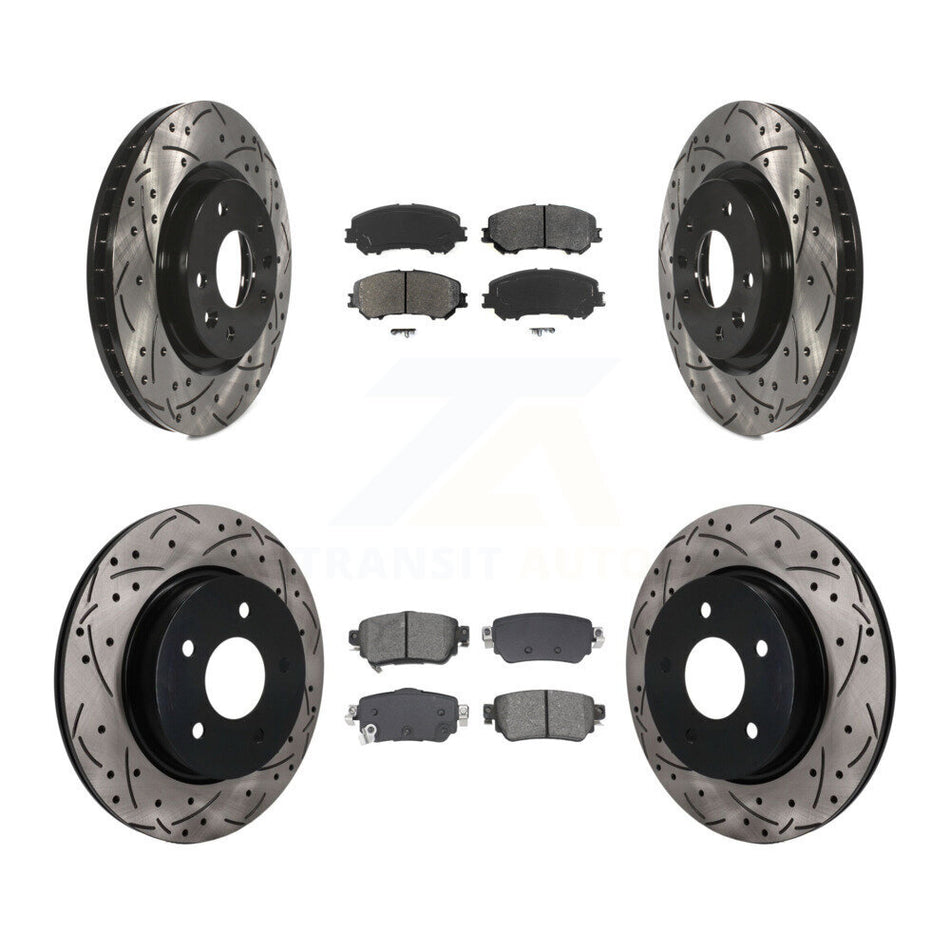 Front Rear Drilled Slot Brake Rotors Semi-Metallic Pad Kit For Nissan Rogue Sport Qashqai KDS-101610