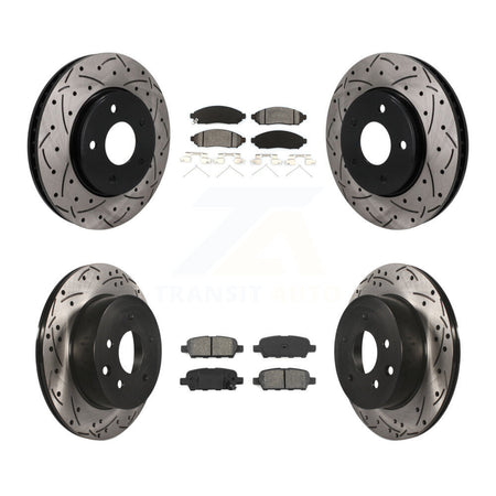 Front Rear Coated Drilled Slotted Disc Brake Rotors Semi-Metallic Pad Kit For Nissan LEAF KDS-101612