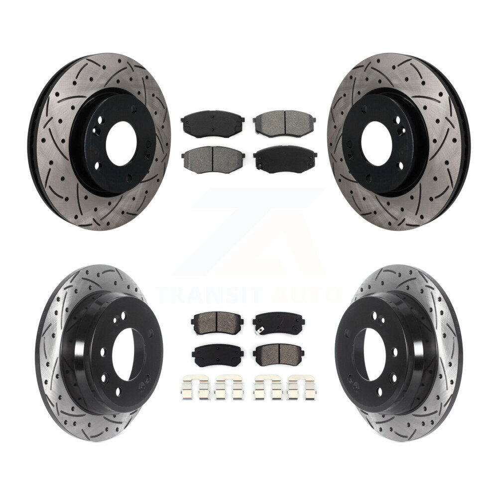 Front Rear Drilled Slot Brake Rotor Semi-Metallic Pad Kit For Hyundai Tucson Kia Sportage KDS-101613