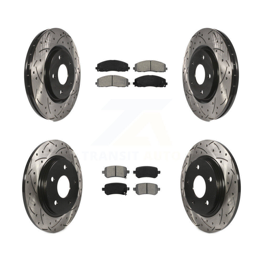 Front Rear Coated Drill Slot Disc Brake Rotor Semi-Metallic Pad Kit For Volkswagen Routan KDS-101614