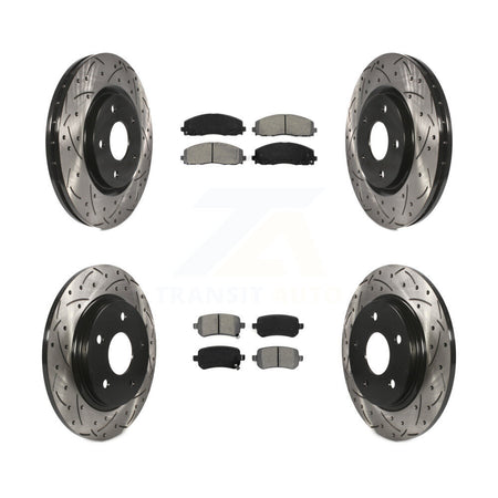 Front Rear Coated Drill Slot Disc Brake Rotor Semi-Metallic Pad Kit For Volkswagen Routan KDS-101614