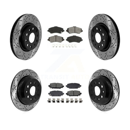 Front Rear Drill Slot Brake Rotor Semi-Metallic Pad Kit For 2018-2020 Jeep Wrangler Sport KDS-101615