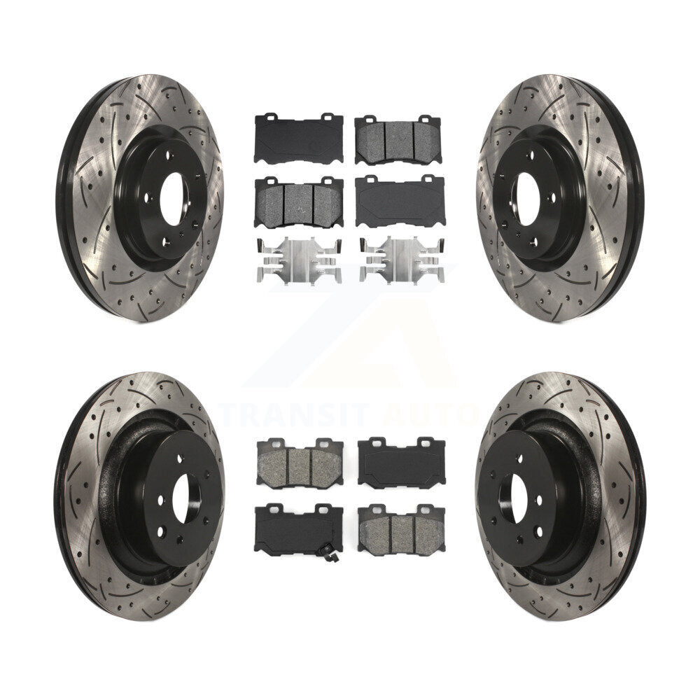 Front Rear Drilled Slot Brake Rotors Semi-Metallic Pad Kit For 2009-2013 INFINITI G37 AWD KDS-101616