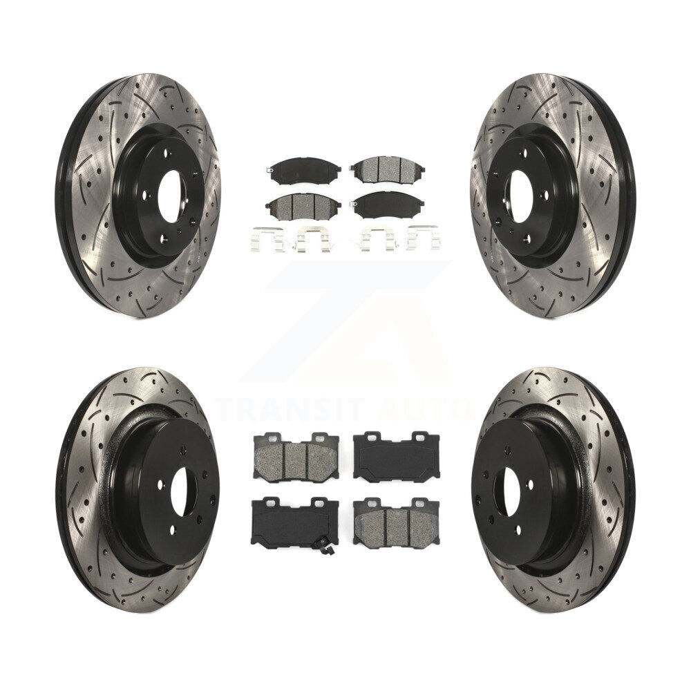 Front Rear Drilled Slot Brake Rotors Semi-Metallic Pad Kit For INFINITI M37 QX70 Q70 Q70L KDS-101623