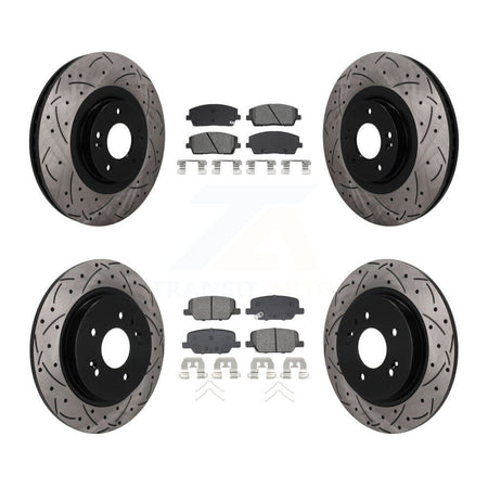 Front Rear Drilled Slot Disc Brake Rotor & Semi-Metallic Pad Kit For Hyundai Palisade Kia KDS-101627