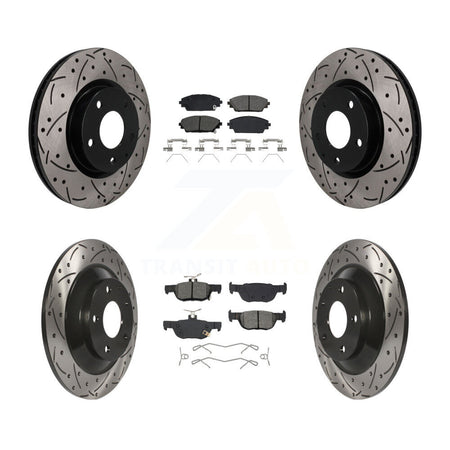Front Rear Coated Drilled Slotted Disc Brake Rotors Semi-Metallic Pad Kit For Mazda CX-30 KDS-101629
