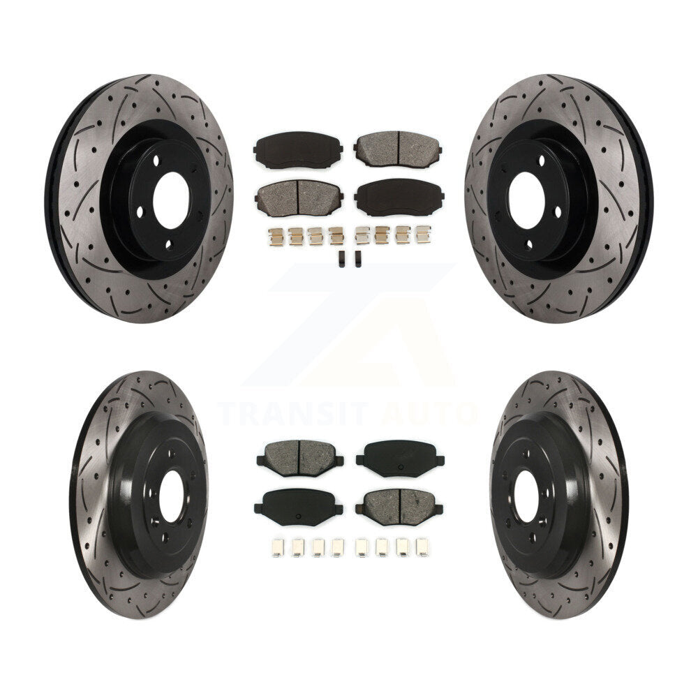 Front Rear Drilled Slot Disc Brake Rotors Semi-Metallic Pad Kit For Ford Edge Lincoln MKX KDS-101632