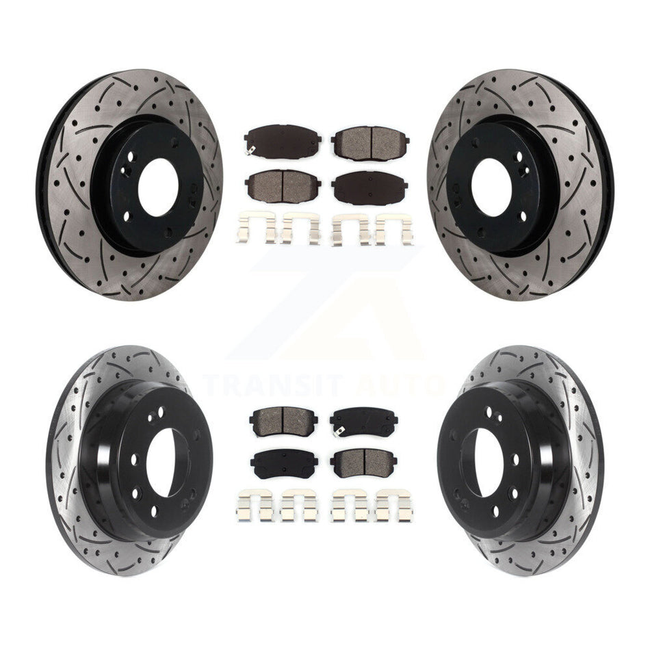 Front Rear Coated Drilled Slot Disc Brake Rotor Semi-Metallic Pad Kit For Hyundai Elantra KDS-101634