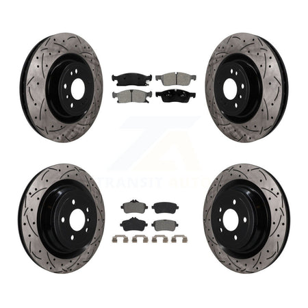Front Rear Drilled Slot Brake Rotors Semi-Metallic Pad Kit For Mercedes-Benz GL350 GLS450 KDS-101636