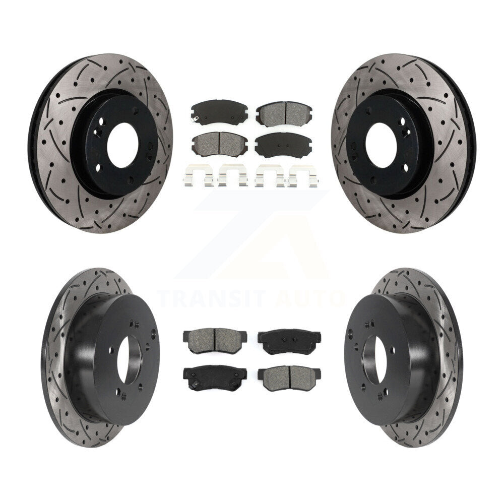 Front Rear Drilled Slot Brake Rotor Semi-Metallic Pad Kit For Hyundai Tucson Kia Sportage KDS-101637