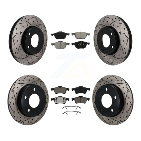 Front Rear Drilled Slot Disc Brake Rotor Semi-Metallic Pad Kit For 2004-2005 Mazda 3 2.0L KDS-101644