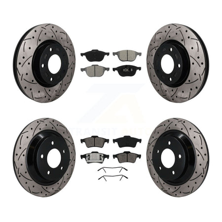 Front Rear Drilled Slot Disc Brake Rotors Semi-Metallic Pad Kit For 2006 Mazda 5 To 02 06 KDS-101645