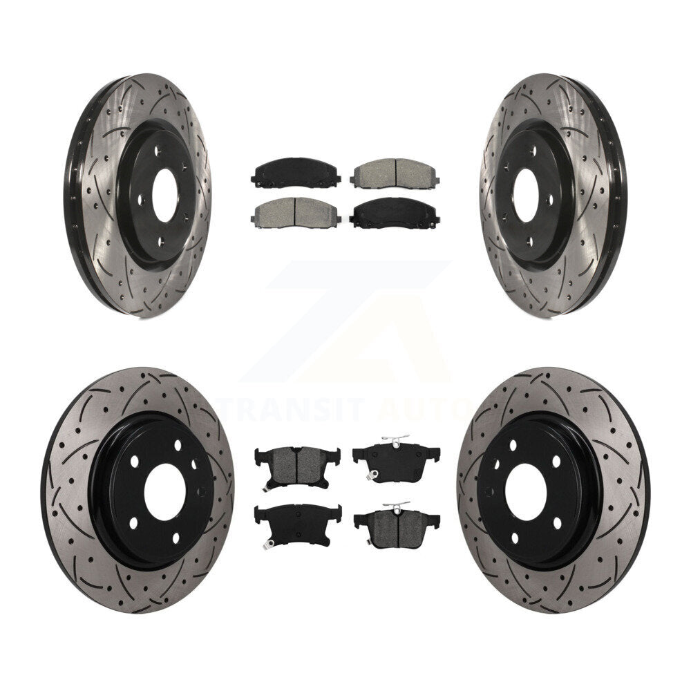 Front Rear Drill Slot Disc Brake Rotors Semi-Metallic Pad Kit For Chrysler Pacifica Grand KDS-101646