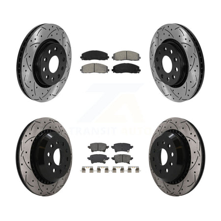 Front Rear Drill Slot Disc Brake Rotor Semi-Metallic Pad Kit For 2020-2023 Jeep Gladiator KDS-101647