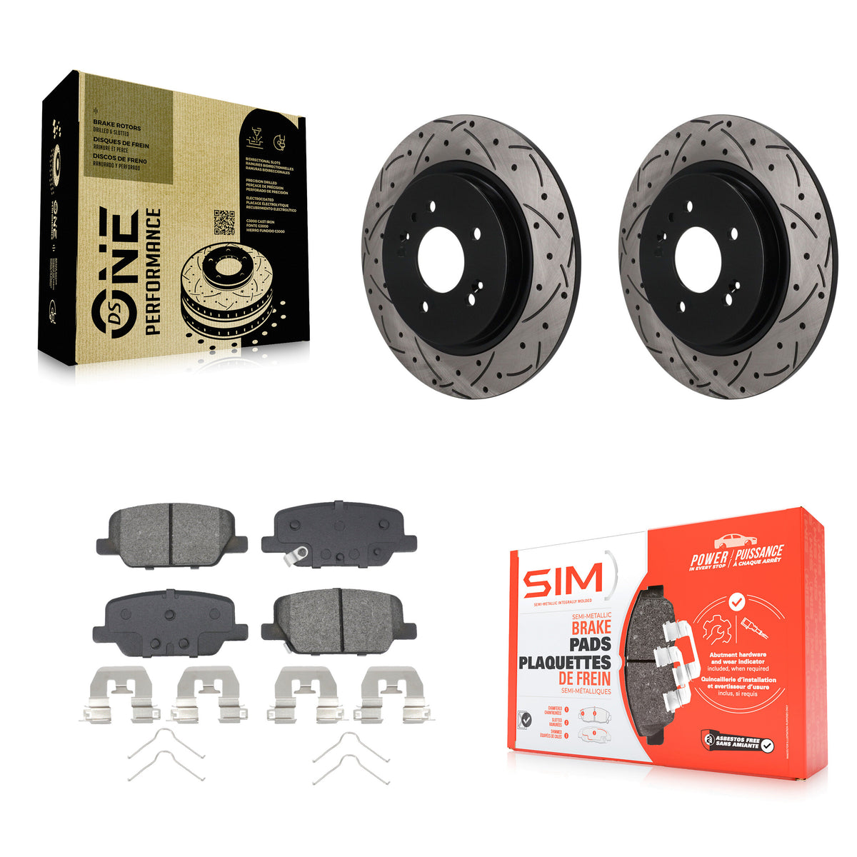 Rear Drill Slot Disc Brake Rotors Semi-Metallic Pad Kit For Hyundai Palisade Santa Fe Kia KDS-101650