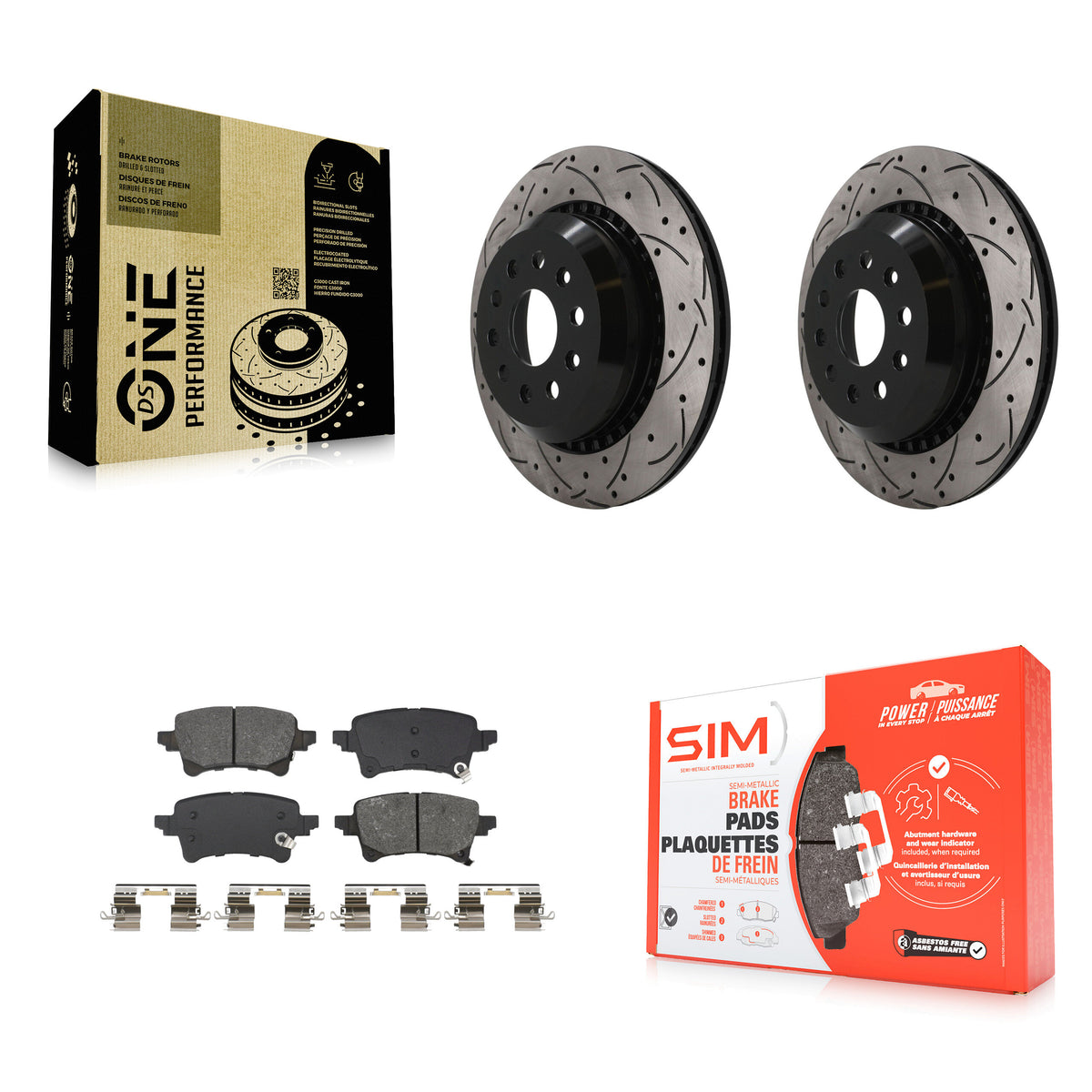 Rear Coated Drill Slot Disc Brake Rotor Semi-Metallic Pad Kit For Jeep Wrangler Gladiator KDS-101652