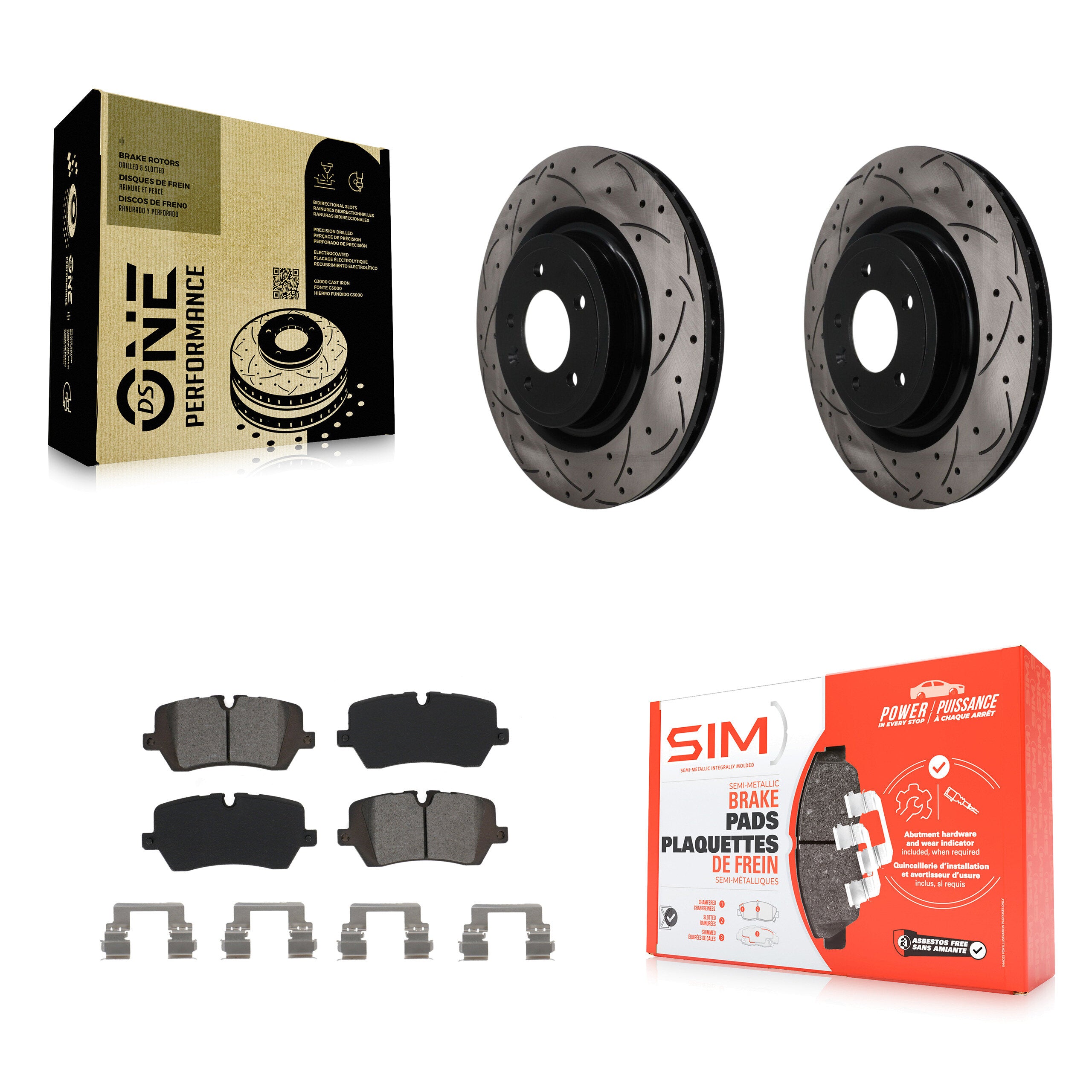 Rear Drilled Slot Brake Rotors Semi-Metallic Pad Kit For Land Rover Range Sport Discovery KDS-101670