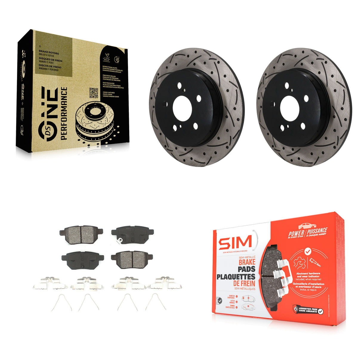 Rear Coat Drill Slot Disc Brake Rotors Semi-Metallic Pad Kit For 2019 Toyota Corolla 2.0L KDS-101672