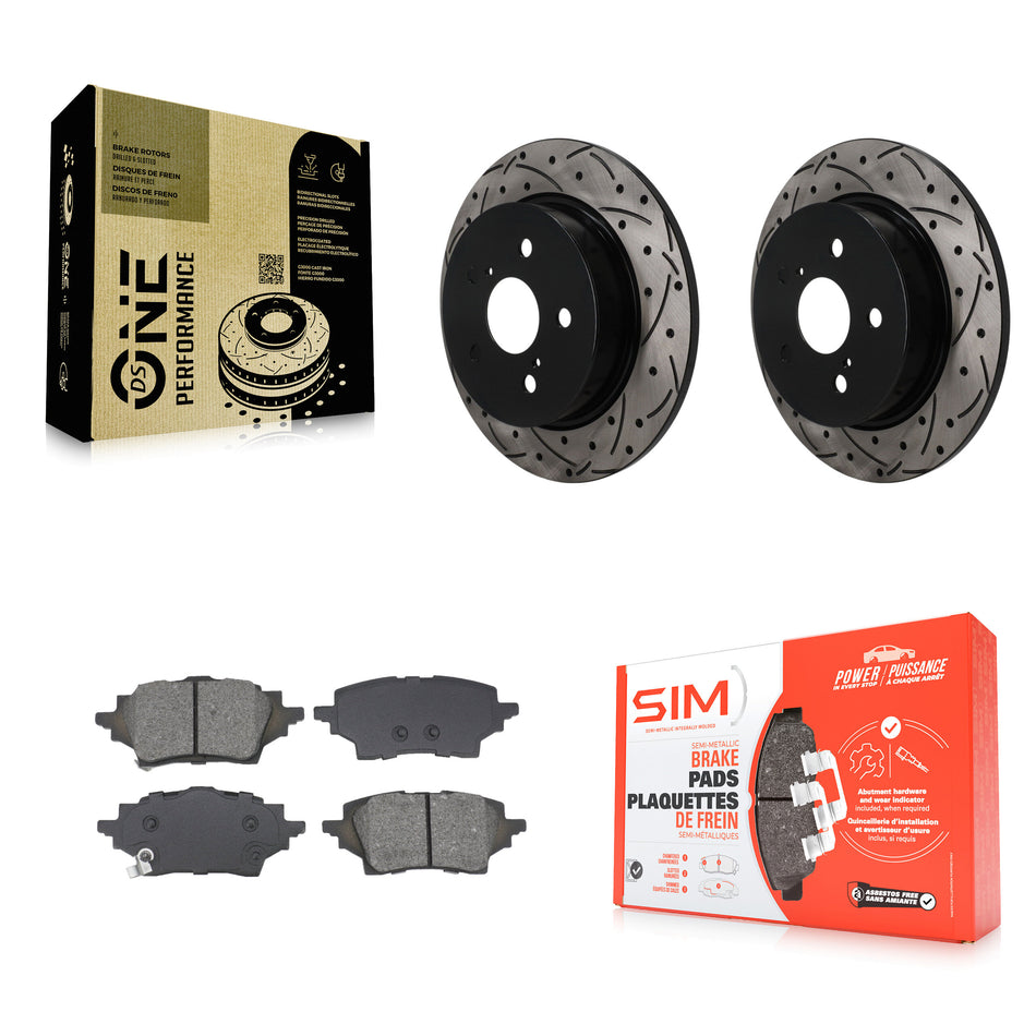 Rear Coated Drilled Slotted Disc Brake Rotors And Semi-Metallic Pads Kit For Toyota C-HR KDS-101673