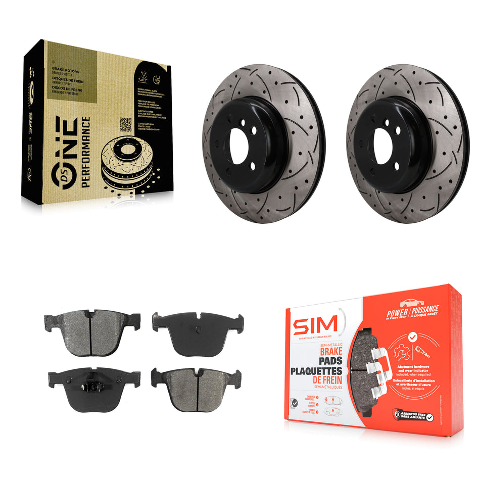 Rear Drilled Slot Brake Rotor & Semi-Metallic Pad Kit For BMW 535i GT xDrive 740Li 740i 7 KDS-101675