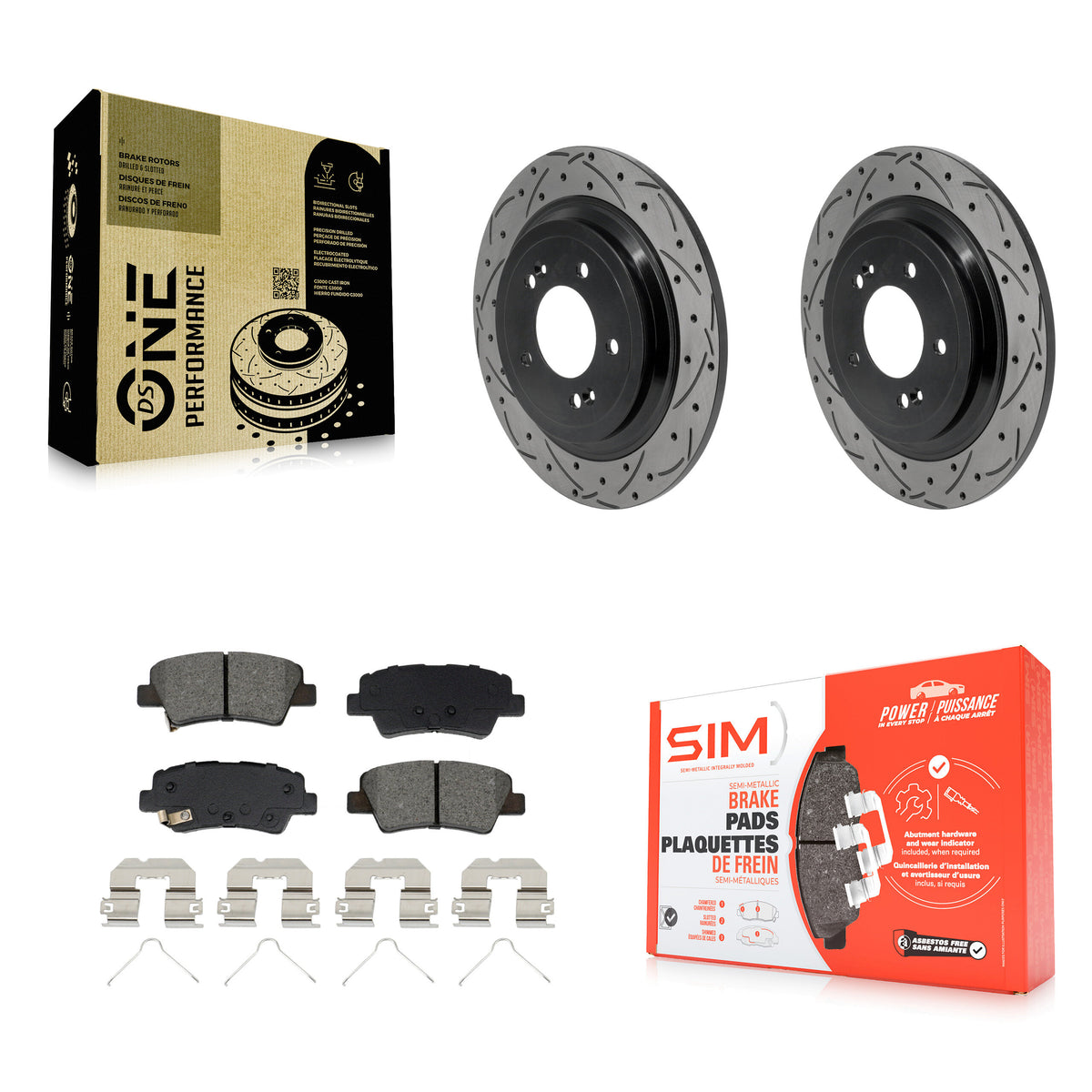 Rear Drilled Slot Brake Rotors Semi-Metallic Pad Kit For Kia Sportage Hyundai Tucson Nexo KDS-101677