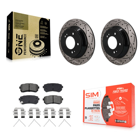 Rear Coated Drilled Slotted Disc Brake Rotors And Semi-Metallic Pads Kit For Hyundai Kona KDS-101680