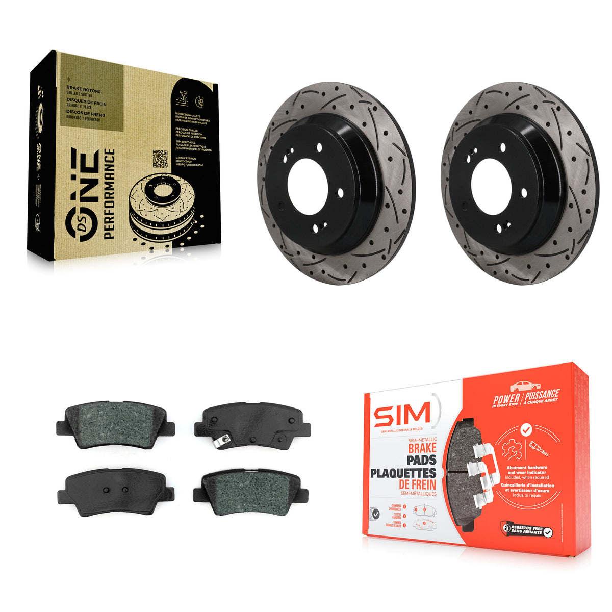 Rear Coated Drill Slot Disc Brake Rotor Semi-Metallic Pad Kit For 2020-2022 Kia Soul 1.6L KDS-101681