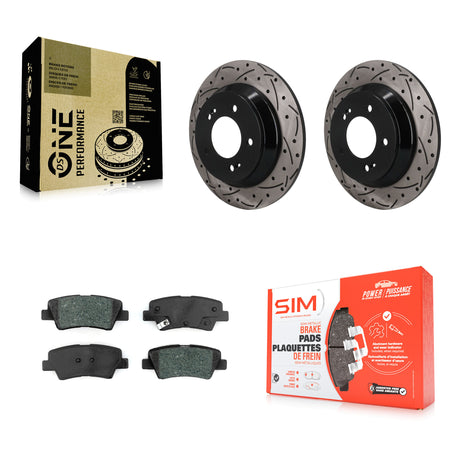 Rear Coated Drill Slot Disc Brake Rotor Semi-Metallic Pad Kit For 2020-2022 Kia Soul 1.6L KDS-101681