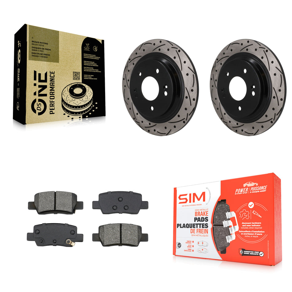 Rear Coated Drilled Slotted Disc Brake Rotors And Semi-Metallic Pads Kit For Kia Seltos KDS-101682