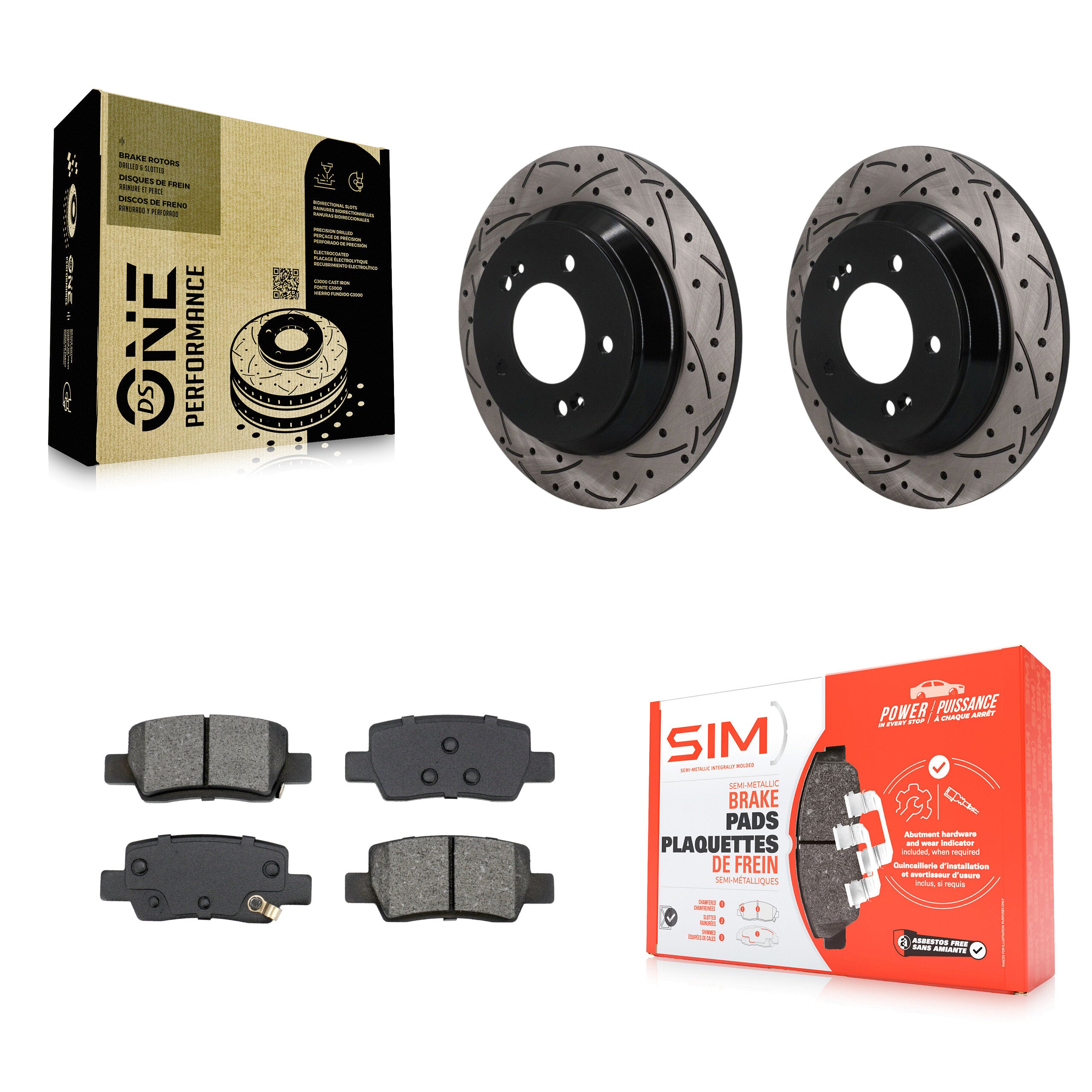 Rear Coated Drilled Slotted Disc Brake Rotors And Semi-Metallic Pads Kit For Kia Seltos KDS-101683