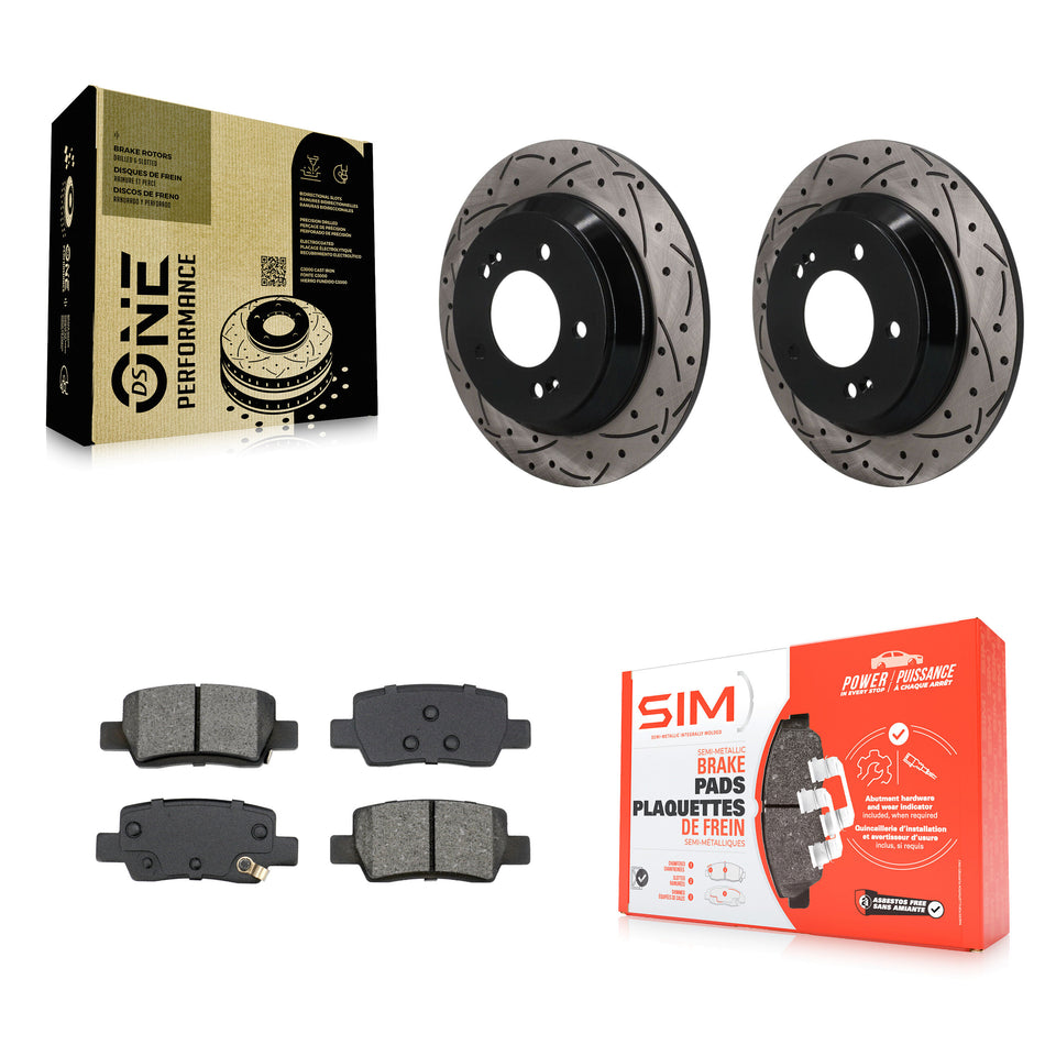 Rear Coated Drilled Slotted Disc Brake Rotors And Semi-Metallic Pads Kit For Kia Seltos KDS-101683