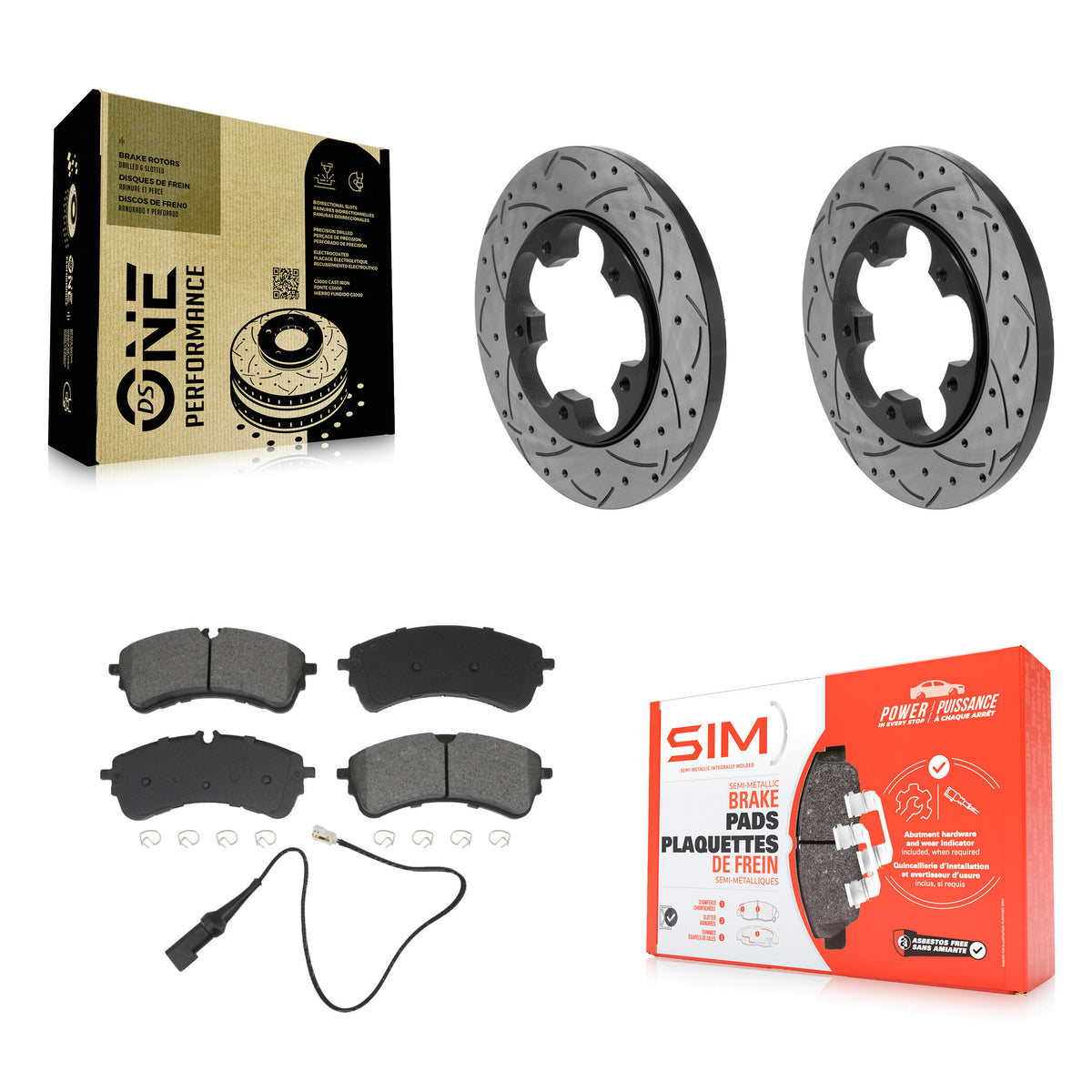 Rear Drilled Slot Disc Brake Rotor Semi-Metallic Pad Kit For Ford Transit-250 Transit-150 KDS-101688