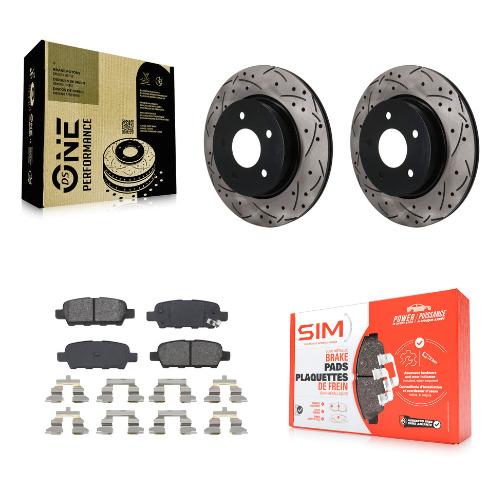 Rear Drilled Slot Brake Rotor & Semi-Metallic Pad Kit For Nissan Qashqai Rogue Sport LEAF KDS-101690