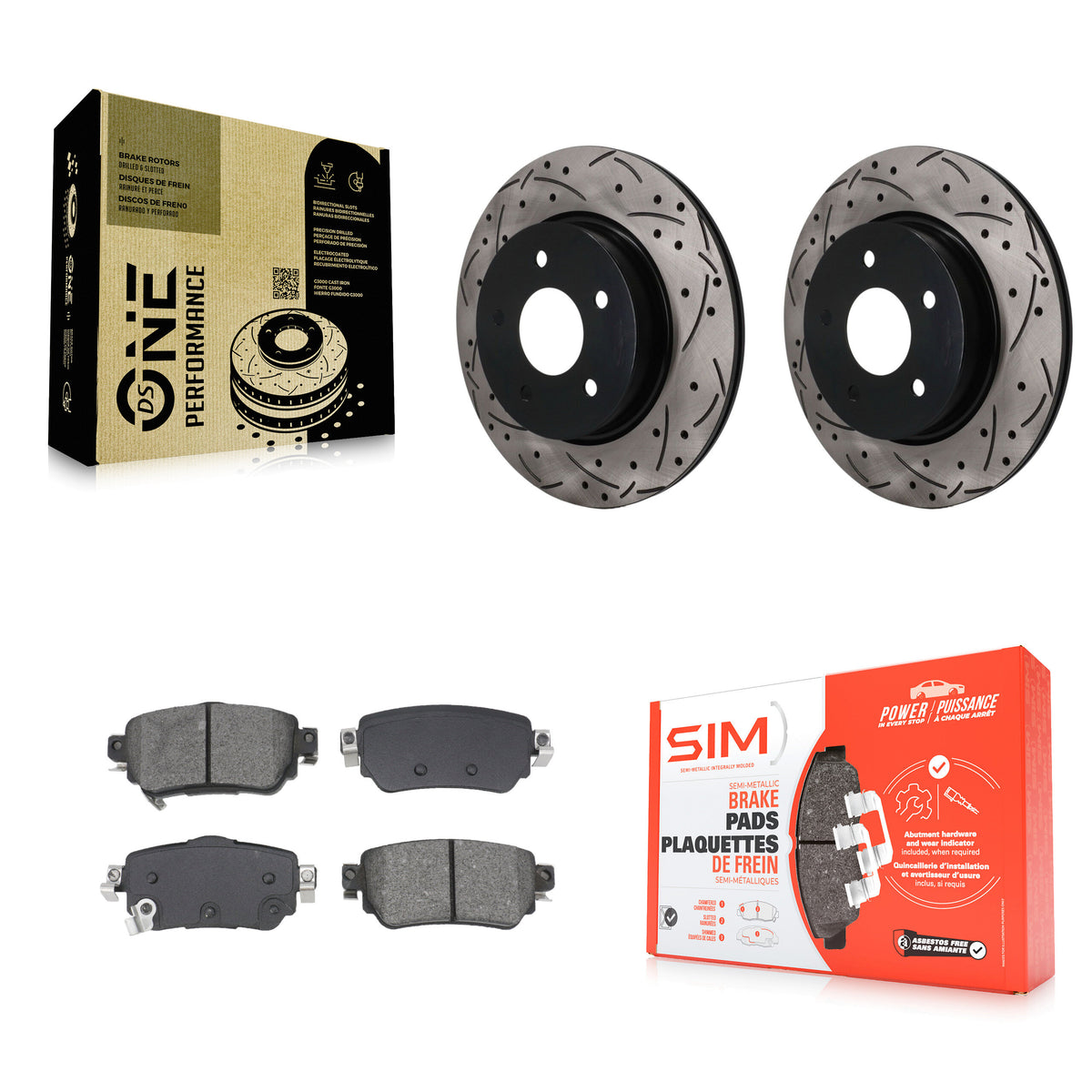 Rear Drilled Slot Brake Rotor & Semi-Metallic Pad Kit For Nissan Rogue Sport Qashqai LEAF KDS-101691