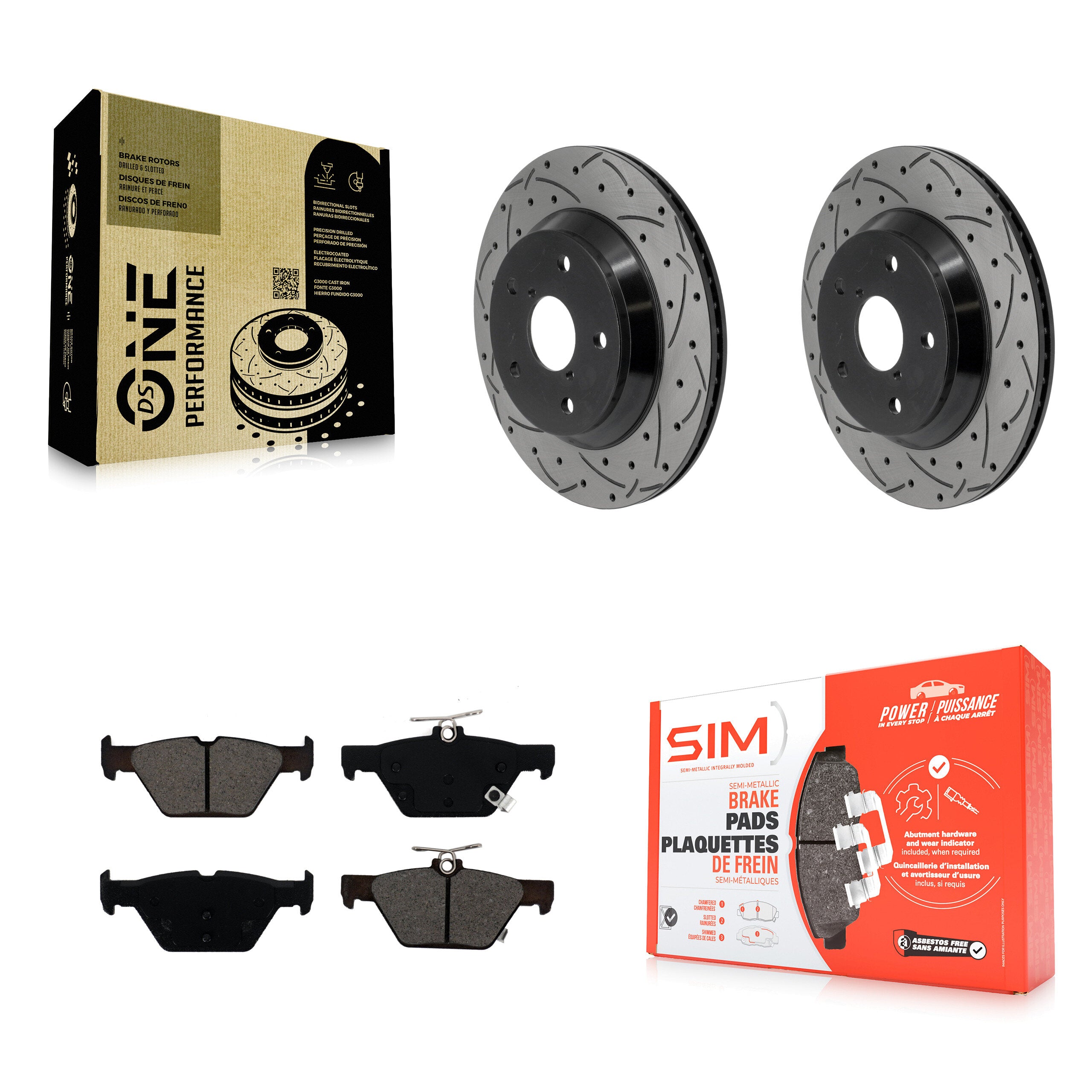 Rear Coat Drill Slot Disc Brake Rotor Semi-Metallic Pad Kit For Subaru Forester Crosstrek KDS-101693