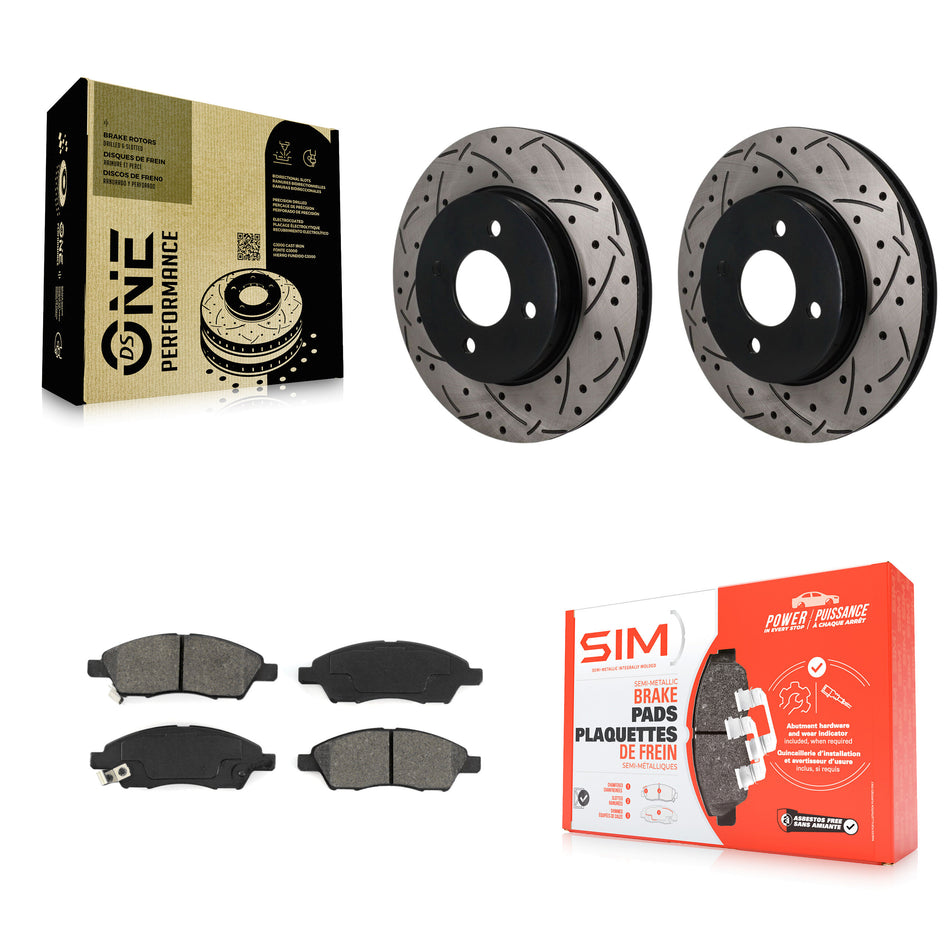 Front Coat Drill Slot Disc Brake Rotors Semi-Metallic Pad Kit For Nissan Micra Versa Note KDS-101698