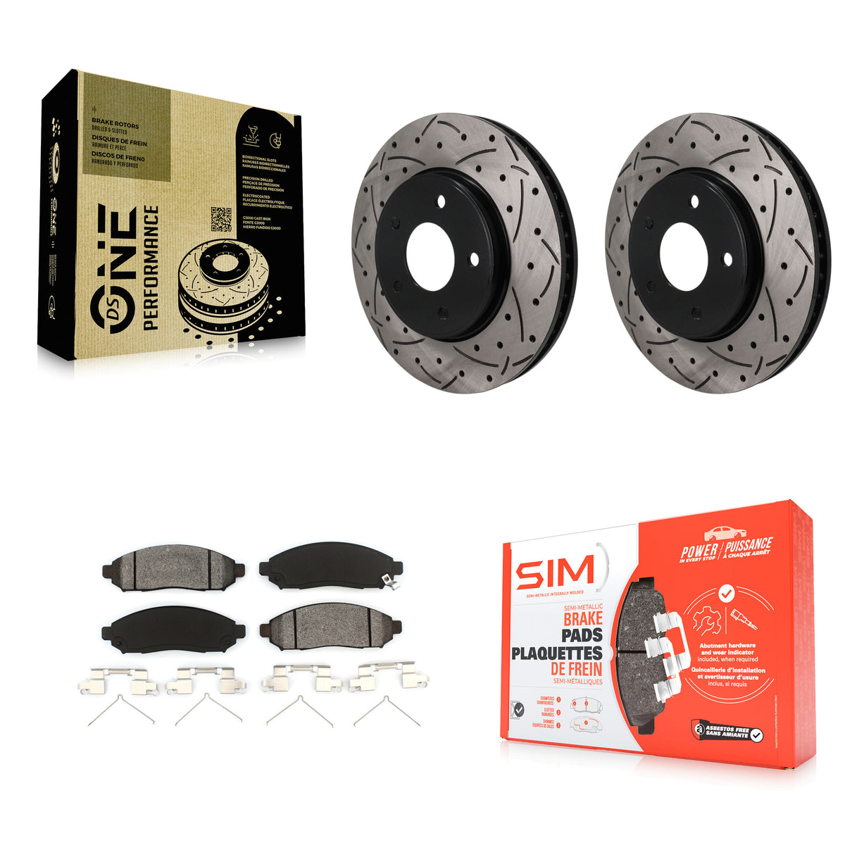Front Drilled Slot Brake Rotor Semi-Metallic Pad Kit For Nissan NV200 LEAF Chevrolet City KDS-101709